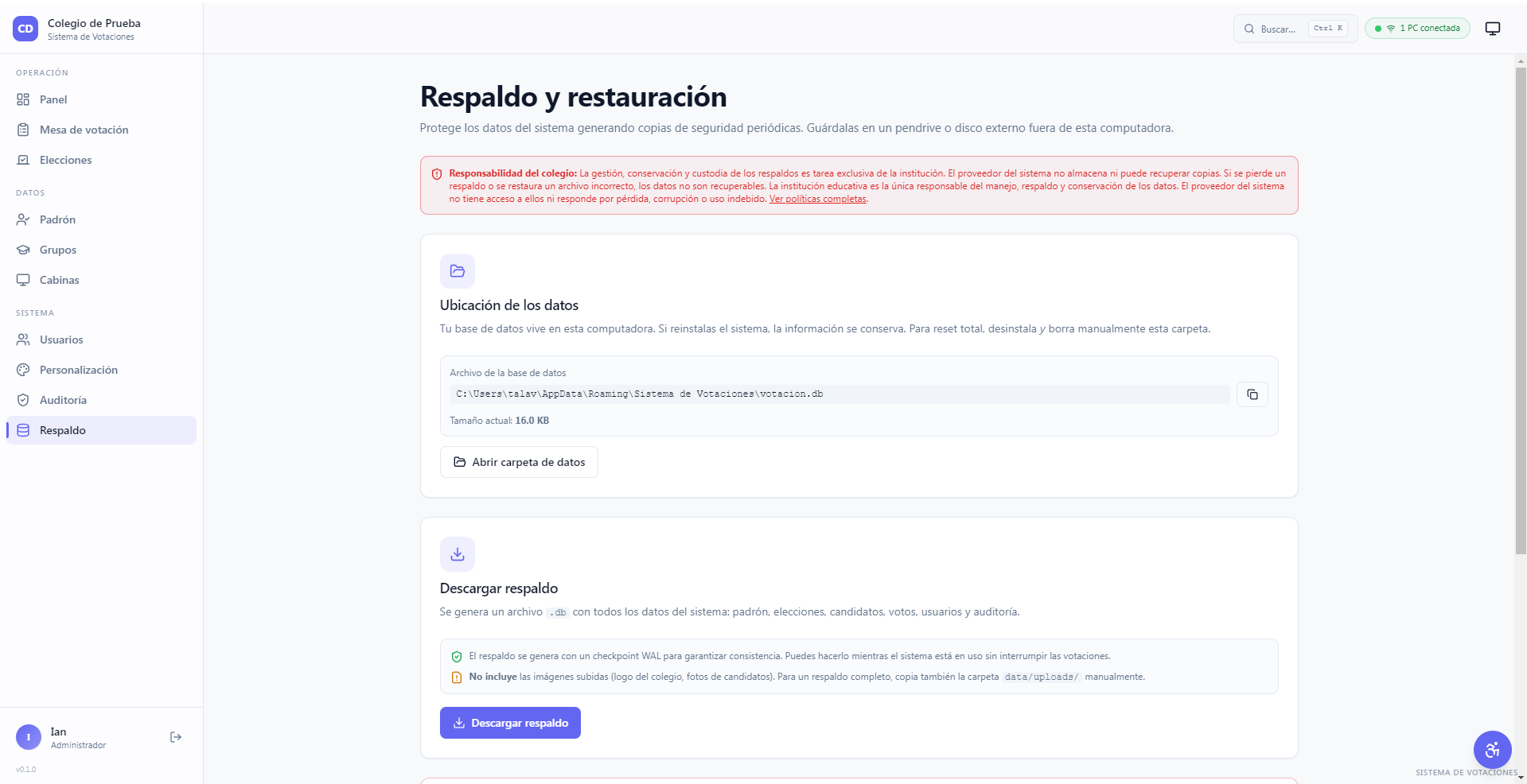 Seguridad y respaldo